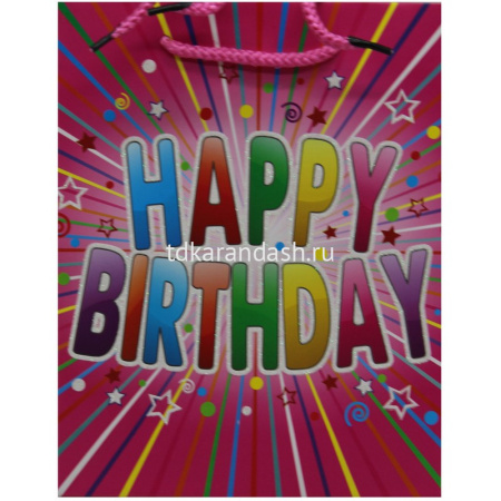 Пакет подарочный "День Рождения" 30х42х12см 4 вида ZH2042 от магазина "Карандаш"