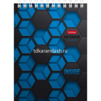 Блокнот А6 40л "Inside" клетка, на спирали УФ-лак 6 дизайнов 080475 от магазина "Карандаш"