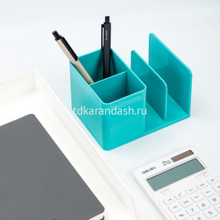 Подставка-органайзер "Nusign" 12х15,5х9,5см 4 отделения, пластик, голубой ENS950blue от магазина "Карандаш"
