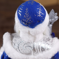 Дед Мороз 30см в синей шубе и с мешком подарков (звук) Т-5548 от магазина "Карандаш"