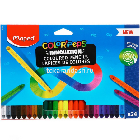 Карандаши 24 цвета "Color'Peps Infinity" трехгранные пластик, ударопрочнный грифель, картон 861601