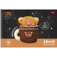 Альбом для рисования А4 48л "Кофейные коты" на спирали, перфорация на отрыв, 4 дизайна 086049 от магазина "Карандаш"