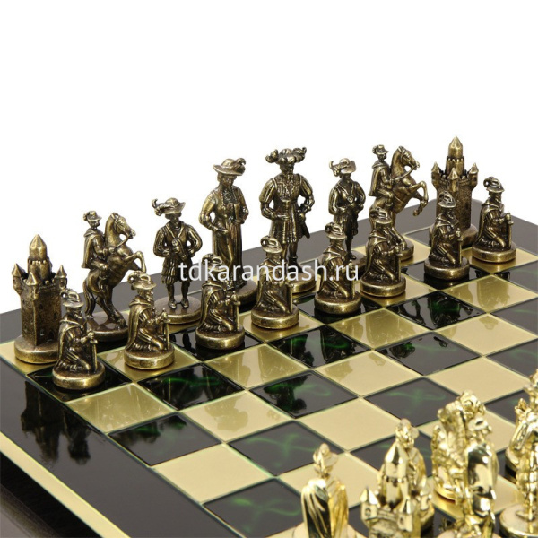 Шахматный набор "Рыцари Средневековья" 44х44см дерево/металл (фигуры золото/бронза) MP-S-12-C-44-GRE от магазина "Карандаш"
