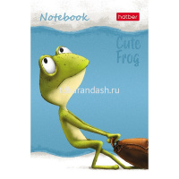 Блокнот А7 48л "Лягушонок Ден" клетка, склейка, 3-х цветный блок, 5 дизайнов 083527 от магазина "Карандаш"