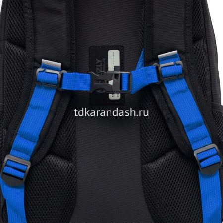 Рюкзак 28х39х17см 943гр, 2 отделения, 3 кармана, с сумкой для обуви, черный/синий RB-458-1/1 от магазина "Карандаш"