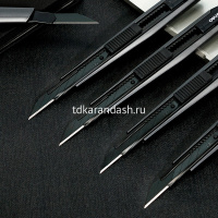 Нож канцелярский 9мм с фиксатором лезвия, сталь, темно-серый 2037S от магазина "Карандаш"