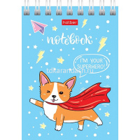 Блокнот А7 40л "Забавные корги" клетка, на спирали, 6 дизайнов 40Б7В1гр от магазина "Карандаш"