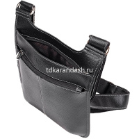 Сумка 220х300х40мм 1 отделение, 2 кармана, черная, натуральная кожа S.15/2.CD. от магазина "Карандаш"