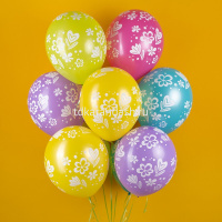 Шар воздушный 30см(12") Пастель Цветочки ассорти 5ст. 512-053 от магазина "Карандаш"