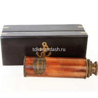 Подзорная труба 29см в деревянном боксе, дерево/металл/кожа/стекло TN-24-3179 от магазина "Карандаш"