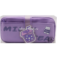 Пенал "Milk tea" 21х10,5х5,5см, прямоугольный, 1 отделение, 1 карман, на кпопке, текстиль, сиреневый от магазина "Карандаш"