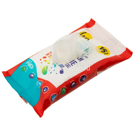 Салфетки влажные "Учись" 15шт. для уроков ИЗО и технологии LSW-15 от магазина "Карандаш"