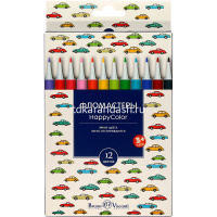 Фломастеры 12 цветов "HappyColor" картон 32-0023 от магазина "Карандаш"