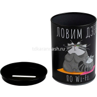 Копилка-подставка д/канц.принадлежностей "Серый кот" 10,5х7,5см, металл, черная 69373 от магазина "Карандаш"