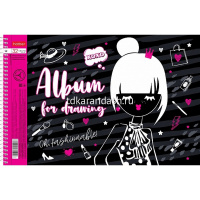 Альбом для рисования А4 32л "Модные девочки" на спирали перфорация на отрыв, 5 дизайнов 074773 от магазина "Карандаш"