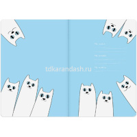 Тетрадь А5 40л клетка "Два котика" прошитый блок матовая ламинация 7-40-001/05 от магазина "Карандаш"