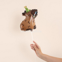 Шар воздушный 38см(15") на палочке "Мини. Капибара" с клапаном, фольга 26652 от магазина "Карандаш"