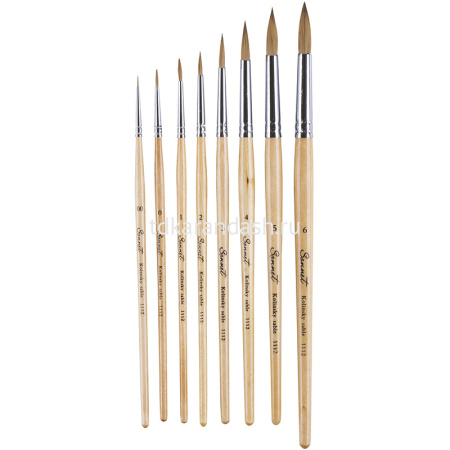 Кисть колонок микс круглая №4 короткая ручка 111204 от магазина "Карандаш"