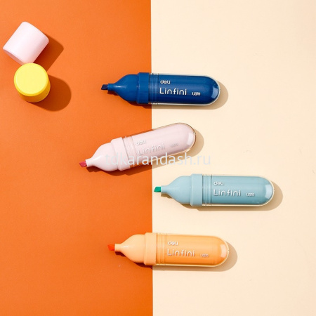 Набор маркеров текстовыделителей "Linfini" 4шт, клиновидный наконечник, толщина линии 1-5 мм EU370 от магазина "Карандаш"