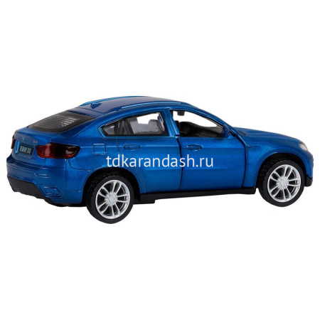 Машина "BMW X6" синяя, инерционная, металл 17,5см (свет, звук, откр.двери) JB1251253 от магазина "Карандаш"