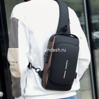 Сумка через плечо 31х16х9см 1 отделение, 3 кармана, кодовый замок, USB разъем, черная SD342 от магазина "Карандаш"