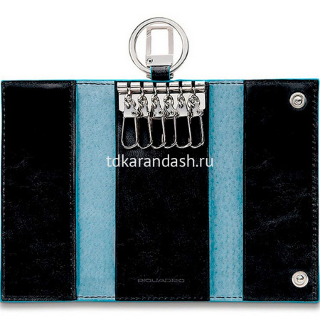 Ключница "Blue Squar" 12х6х2см черная, натуральная кожа, 2 кнопки PC1397B2/N от магазина "Карандаш"