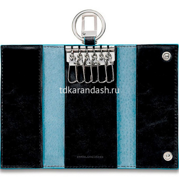 Ключница "Blue Squar" 12х6х2см черная, натуральная кожа, 2 кнопки PC1397B2/N от магазина "Карандаш"