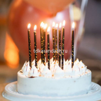 Свечи д/торта 12шт. 15см с подсвечниками Черные с Золотым Принтом 6075897 от магазина "Карандаш"