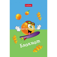 Блокнот А7 40л "Экстремальный апельсинчик" клетка, склейка, 3-х цветный блок, 5 дизайнов 083528 от магазина "Карандаш"