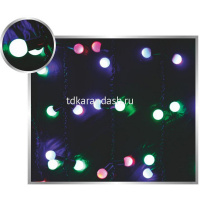 Эл/гирлянда Штора Шары 48 цветных диодов d-1см 2,2*0,5м 12шт, белый провод, 1 режим, с соединителем от магазина "Карандаш"