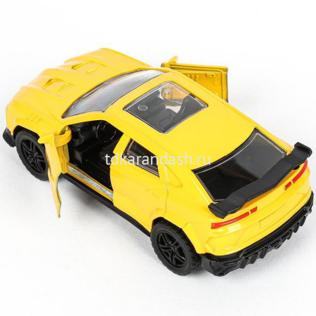 Машина "Lamborghini urus" желтая, инерционная, металл 12см (свет, звук, открывающиеся двери) 2312C00 от магазина "Карандаш"