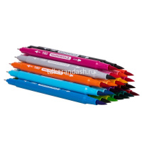 Фломастеры 24 цвета "Color Emotion" двусторонние (кисть, игловидный), в пластиковом пенале EC151-24 от магазина "Карандаш"