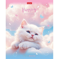 Тетрадь А5 48л клетка "Нежные мечты" на скобе, пластиковая обложка 300мкм с печатью 5 дизайнов от магазина "Карандаш"