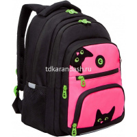 Рюкзак 30х39х20см, 728гр, 3 отделения, 4 кармана, с брелком, черный/фуксия RG-362-4/1 от магазина "Карандаш"