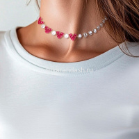 Набор для бисероплетения "Чокер. Яркие сердечки" 0,5см (бисер, нить, иглы, карабин) 11-508 от магазина "Карандаш"