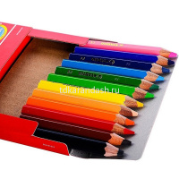 Карандаши 12 цветов "Swans Jumbo" шестигранные с точилкой дерево, укороченные, картон 1873J от магазина "Карандаш"