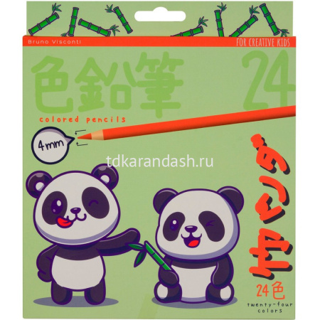 Карандаши 24 цвета "Kawaii animals" круглые, пластиковые, картон, 4 вида 30-0129 от магазина "Карандаш"