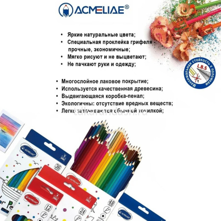 Карандаши 12 цветов "Color Pencils" шестигранные укороченные дерево, картон 9603-12 от магазина "Карандаш"