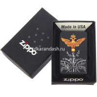 Зажигалка "Двуглавый орёл" 38x13x57мм латунь/сталь, чёрная, матовая 218/48919 от магазина "Карандаш"