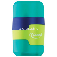 Точилка 2 отв. "Connect 2в1" с ластиком и контейнером, пластик, цвет ассорти 49221 от магазина "Карандаш"