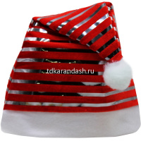 Колпак Деда Мороза 28х40см с блестящими полосками, красный Y10229-24 от магазина "Карандаш"