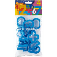 Формочки для лепки 12шт. пластик "Цифры", в пакете с европодвесом 7N от магазина "Карандаш"