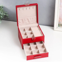 Шкатулка 16х16х12см кожзам красная Y10608-24 от магазина "Карандаш"