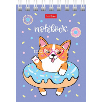 Блокнот А7 40л "Забавные корги" клетка, на спирали, 6 дизайнов 40Б7В1гр от магазина "Карандаш"