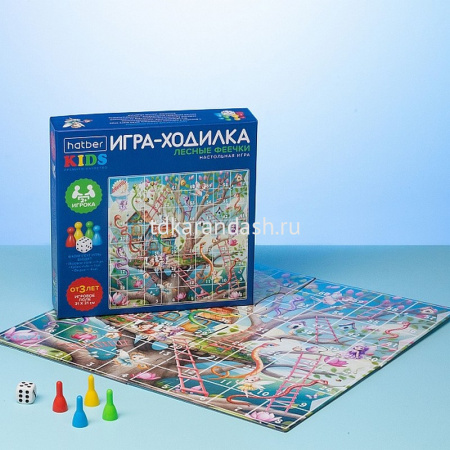 Игра-ходилка настольная "Пазл. Лесные феечки" А3 31х31см с кубиком и фишками Ин3_36849/096067 от магазина "Карандаш"