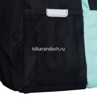 Рюкзак 30х39х20см, 760гр, 3 отделения, 4 кармана, черный/мятный, с брелком RG-562-2/1 от магазина "Карандаш"