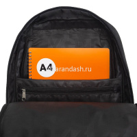 Рюкзак 29х41,5х18см, 740гр, 2 отделения, 2 кармана, черный световозвращающий RU-534-1/1 от магазина "Карандаш"