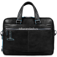 Сумка "Blue Square" 39х28,5x10см, 1 отделение, черная, натуральная кожа CA2849B2/N от магазина "Карандаш"