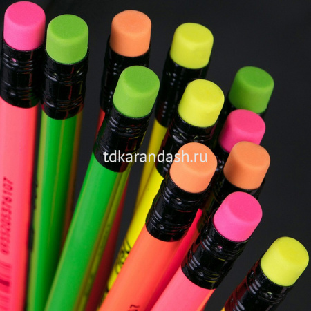 Карандаш чернографитный "Neon" HB, с ластиком, трехгранный, ассорти EU54600-1 от магазина "Карандаш"