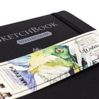 Скетчбук 16х16см 25л 200г/м2 "Fin" акварельная бумага, на спирали, на резинке,твердая обложка,черный от магазина "Карандаш"